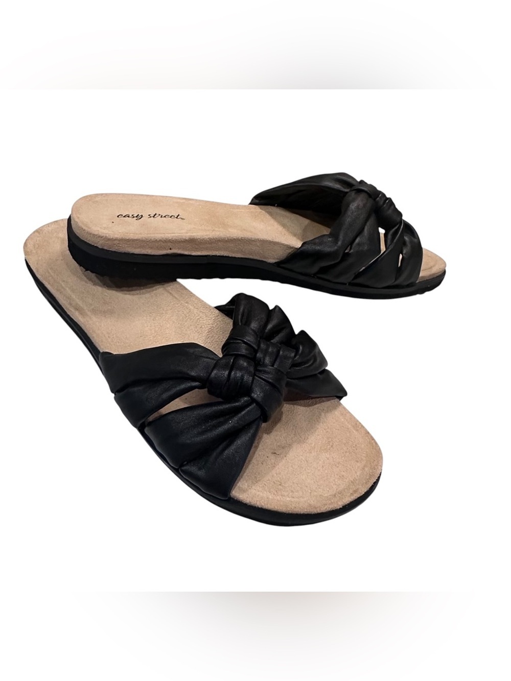 Women’s Easy Street Suzanne Black Sandals Slides Size 11 NWOB